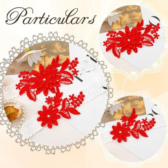 🆕Women Red Garters Bride Wedding Garter Thigh Wedding Garter Set for Brid - Picture 4 of 6